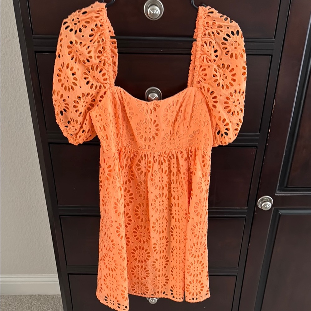 Lilly Pulitzer Orange Smocked Ruffled Blouse